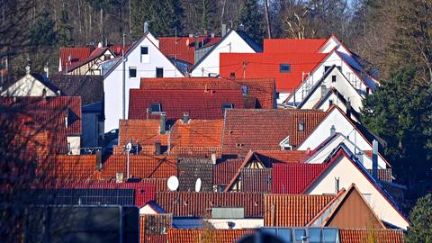 Blick auf eine Wohnsiedlung, Renningen, Baden-Württemberg.