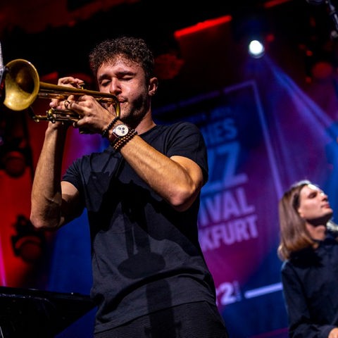 Deutsches Jazzfestival Frankfurt 2024 - Jakob Bänsch Quartett (im Bild): Jakob Bänsch (Trompete, Flügelhorn) und Jakob Obleser (Kontrabass).