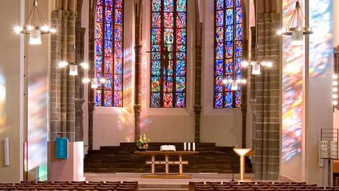 Die evangelischen Heiliggeistkirche in Frankfurt.